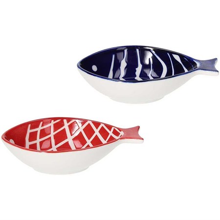 coppia di piattini pesce in stoneware tognana